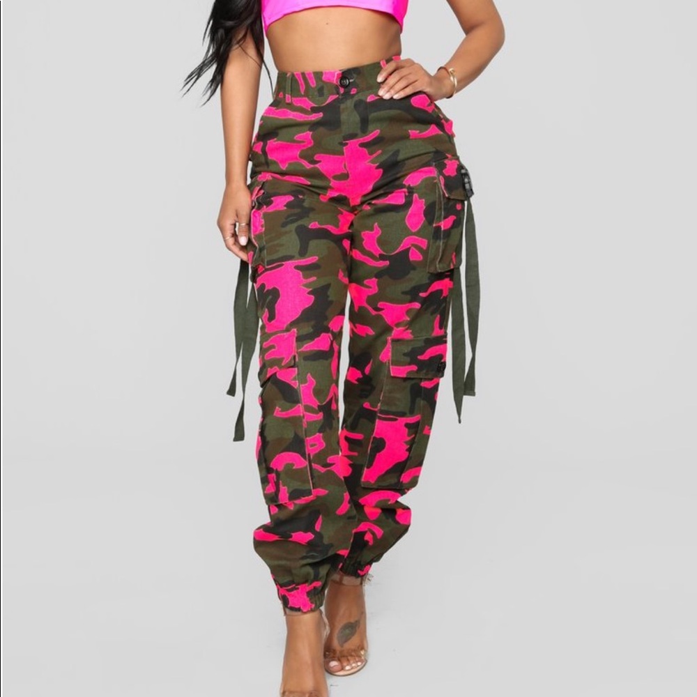 Pink & Green Cargo Pants